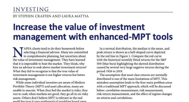Increase the value of investment management with enhanced MPT tools