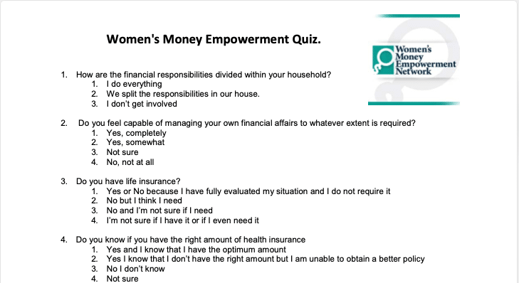 Womens Money Empowerment Quiz. 2